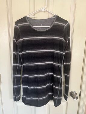 lululemon Reversible Striped Long Sleeve Top Gray Black Athletic